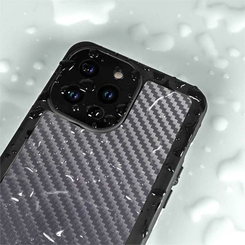 Silver Carbon Fiber Specialty Texture Material iPhone 15 Pro Waterproof Case